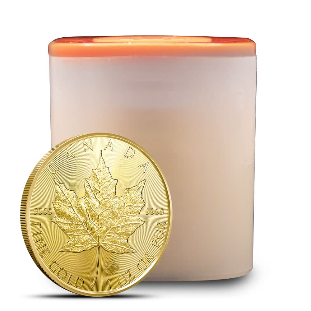 2024 1 oz Canadian Gold Maple Leaf Tube (10 Coins, BU)