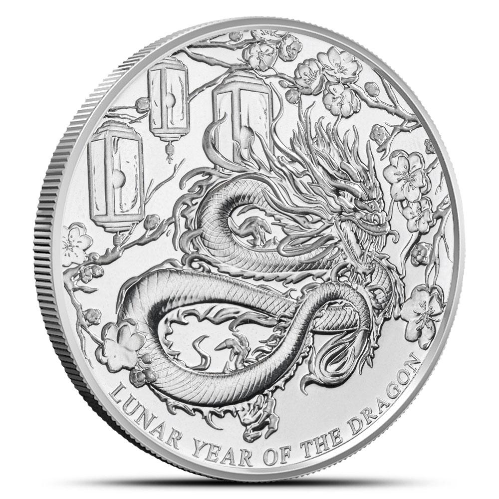 2024 1/4 oz Pitcairn Island Silver Lunar Year of the Dragon Coin (BU)