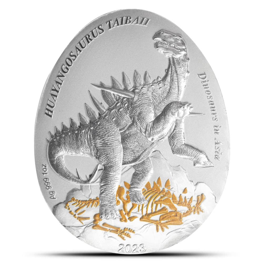 2023 1 oz Proof Samoa Silver Dinosaurs in Asia Huayangosaurus Taibaii Coin (Box + CoA)