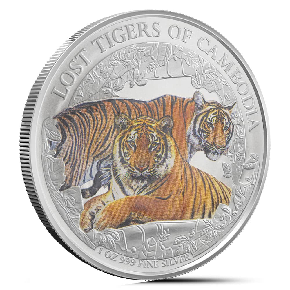 2024 1 oz Colorized Cambodia Silver Lost Tigers Coin (BU)