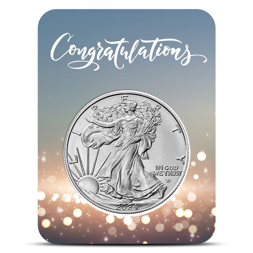 2024 1 oz American Silver Eagle Coin (BU, Congratulations Card)