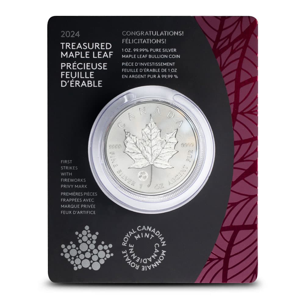 2024 1 oz Canadian Silver Treasured Maple Leaf Congratulations Privy Coin (New w/ Assay)