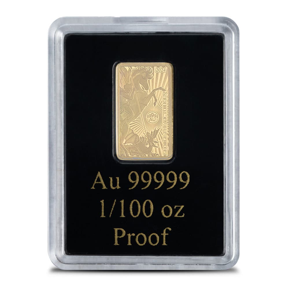 2024 1/100 oz Proof Solomon Islands Gold Worlds Purest Bullion George the Victorious Coin (In Card)