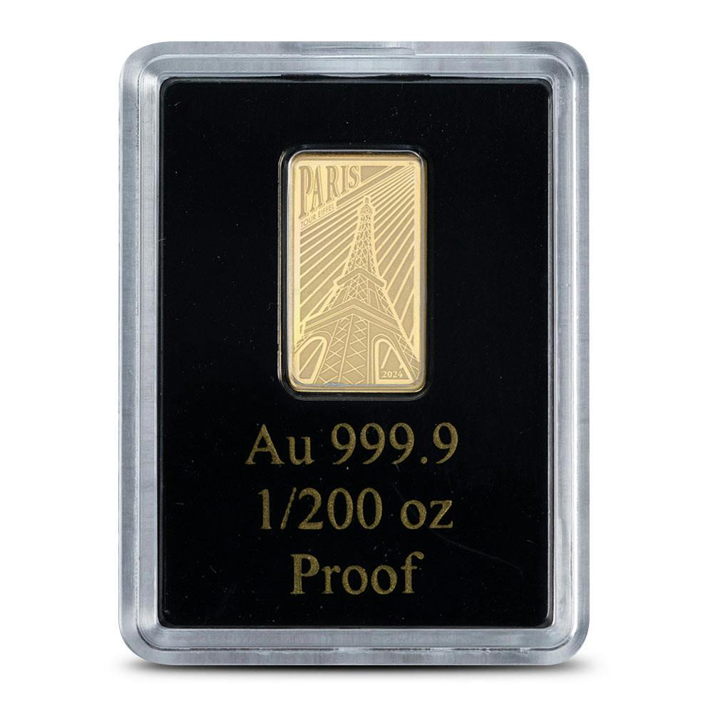 2024 1/200 oz Proof Solomon Islands Gold World Landmarks Eiffel Tower Coin (In Card)