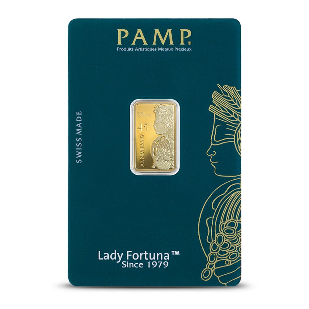 5 Gram PAMP Suisse Lady Fortuna Veriscan 45th Anniversary Gold Bar (New w/ Assay)