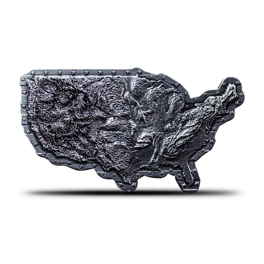 2 oz Map of the United States Silver Stacker (Ultra-High Relief)