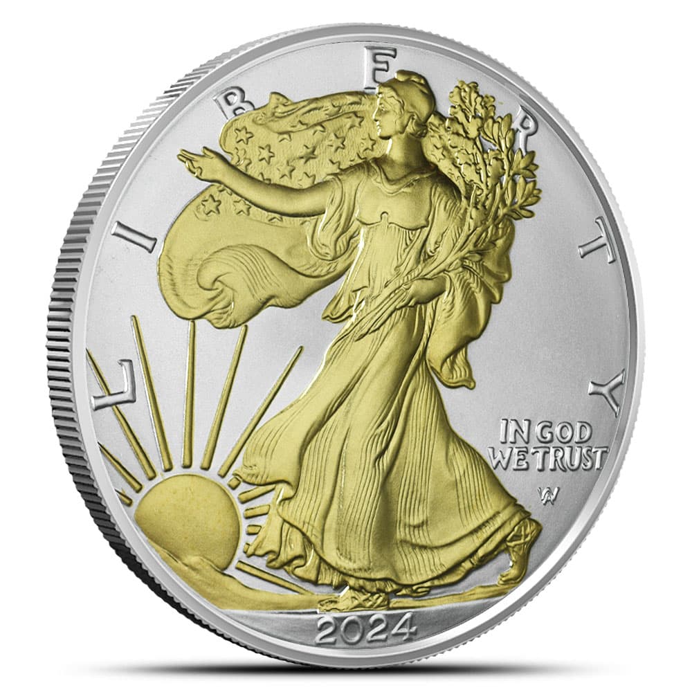 2024 1 oz American Silver Eagle Coin (Gilded, BU)