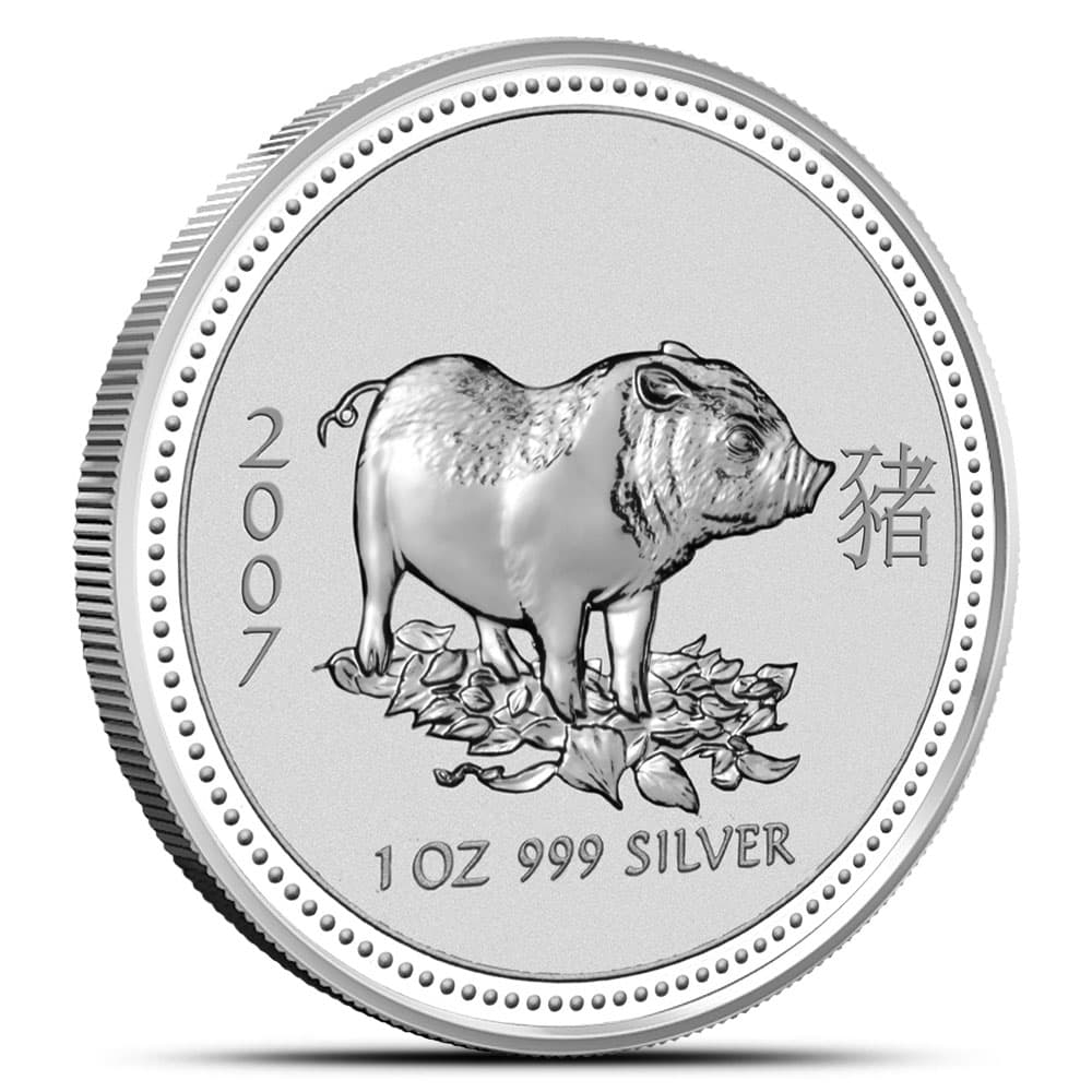 2007 1 oz Australian Silver Lunar Pig Coin (Lunar Series I)