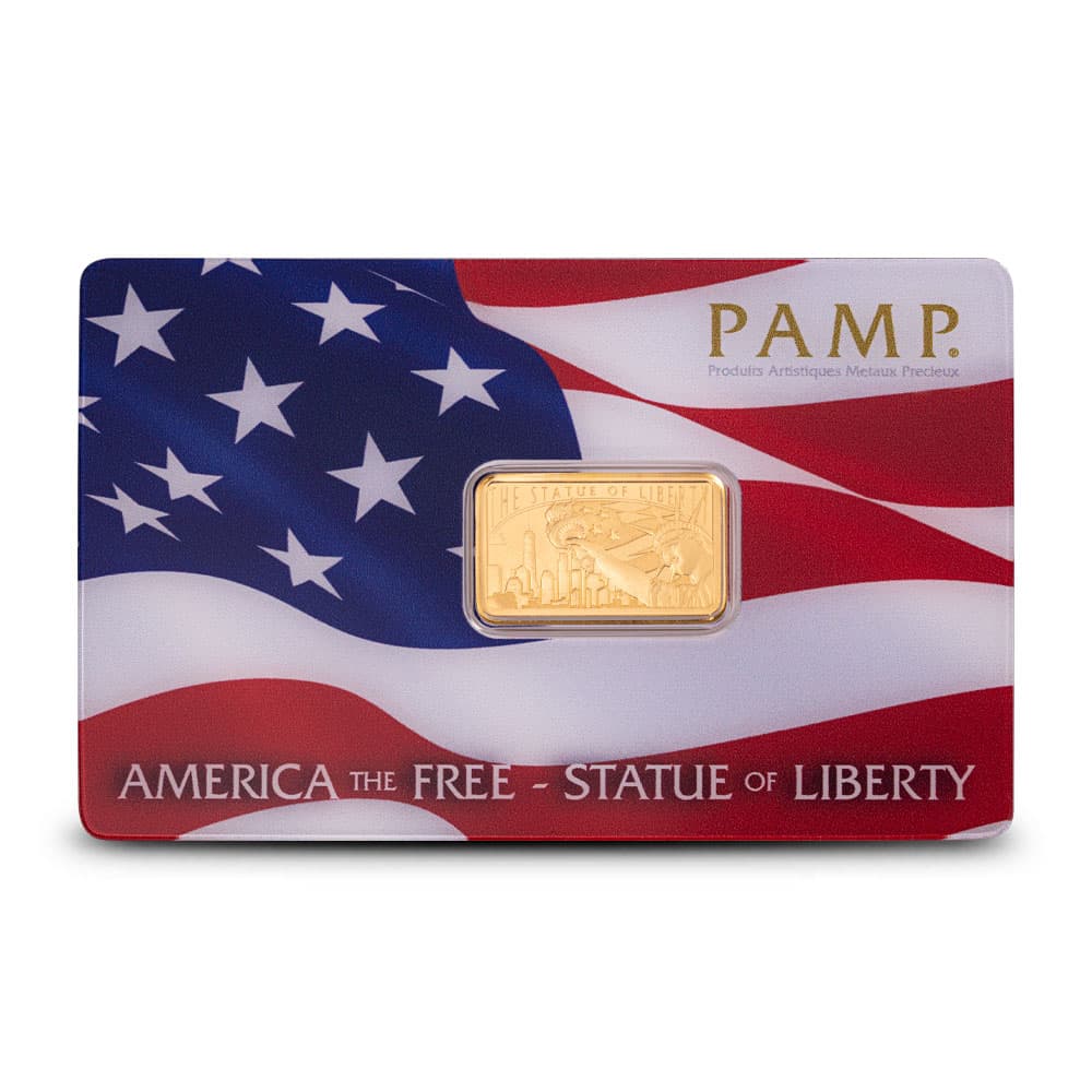 5 Gram PAMP Suisse America The Free Statue of Liberty Gold Bar (New w/ Assay)