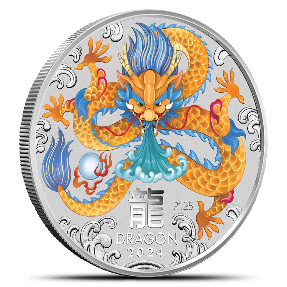 2024 1 Kilo Colorized Australian Silver Lunar Dragon Coin (BU)