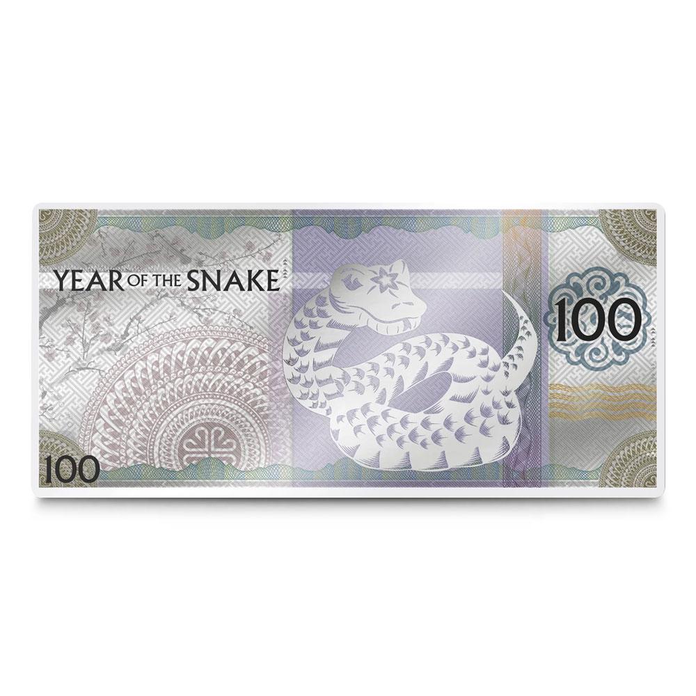 2025 5 Gram Colorized Mongolia Silver Year of the Snake Note (Proof-like)