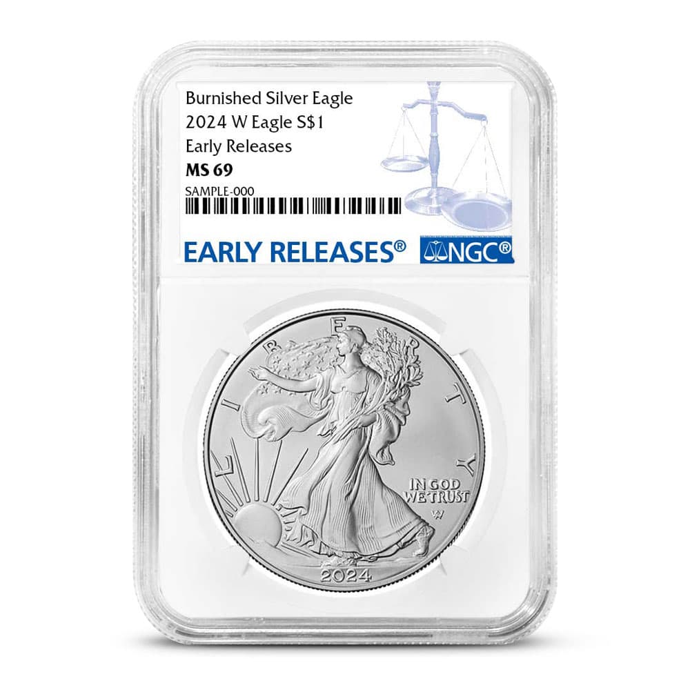 2024-W 1 oz Burnished American Silver Eagle Coin NGC MS69 ER