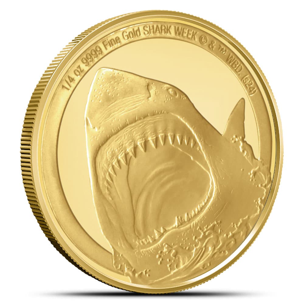 2024 1/4 oz Proof Niue Gold Shark Week Great White Shark Coin (Box + CoA)