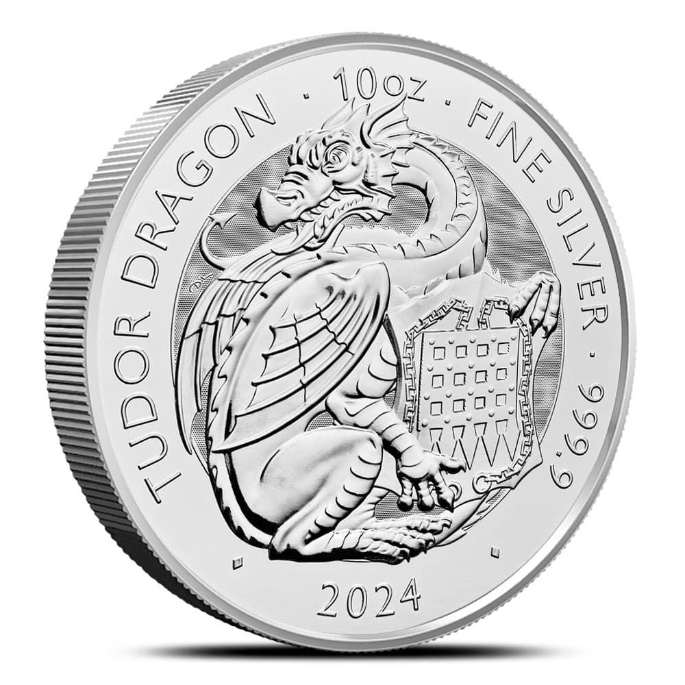 2024 10 oz British Silver Tudor Beasts The Tudor Dragon Coin (BU)