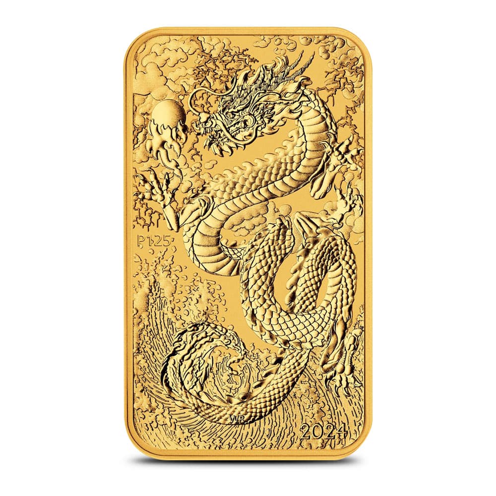 2024 1 oz Australian Rectangular Gold Dragon Coin (BU)