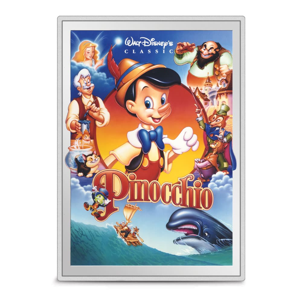 2024 5 oz Proof Colorized Niue Silver Disney Movie Poster Pinocchio Coin (Box + CoA)