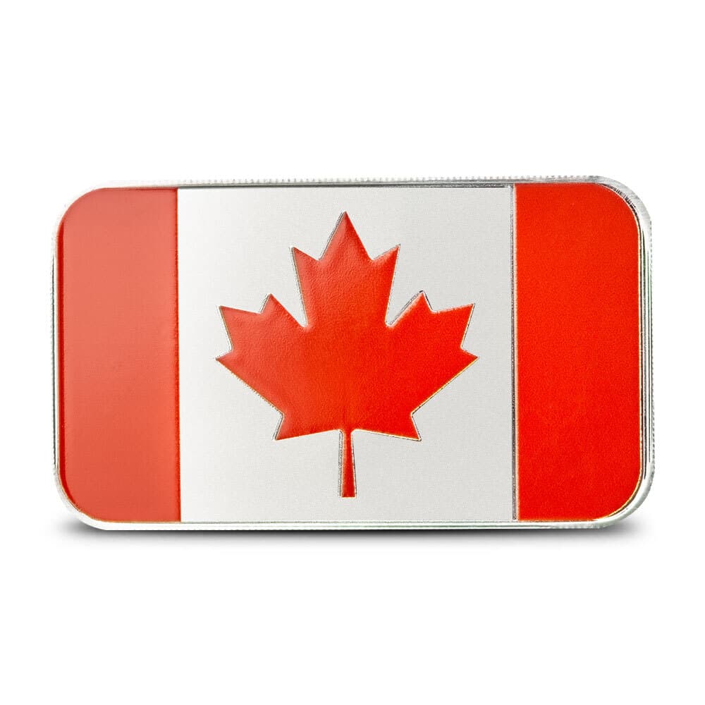 1 oz Colorized Scottsdale Canada Flag Silver Bar (New)