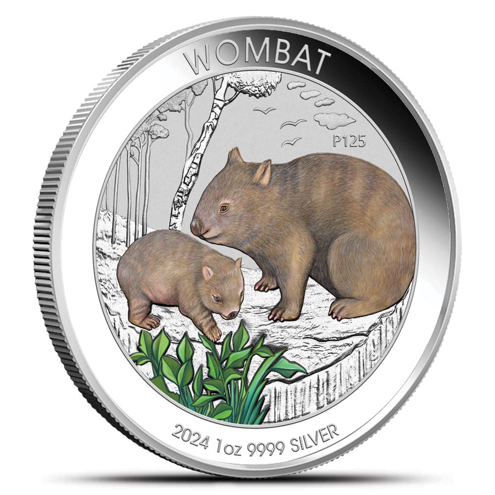 2024 1 oz Colorized Australian Silver Wombat Coin (In Card)