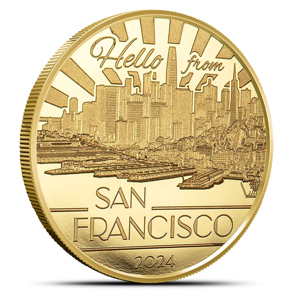 2024 1/2 Gram Proof Cook Islands Gold Big City Lights San Francisco Coin (Capsule + CoA)