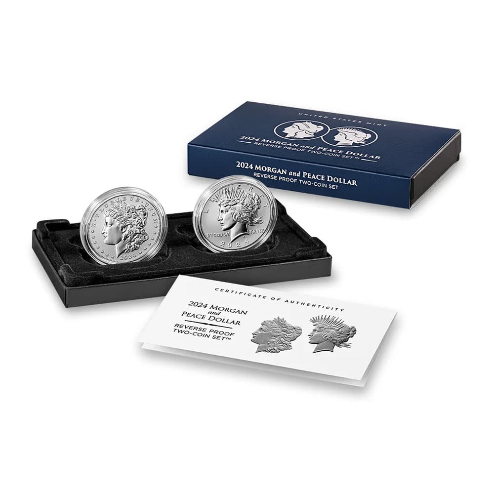 2024-S Reverse Proof Morgan & Peace Silver Dollar 2-Coin Set (Box + CoA)