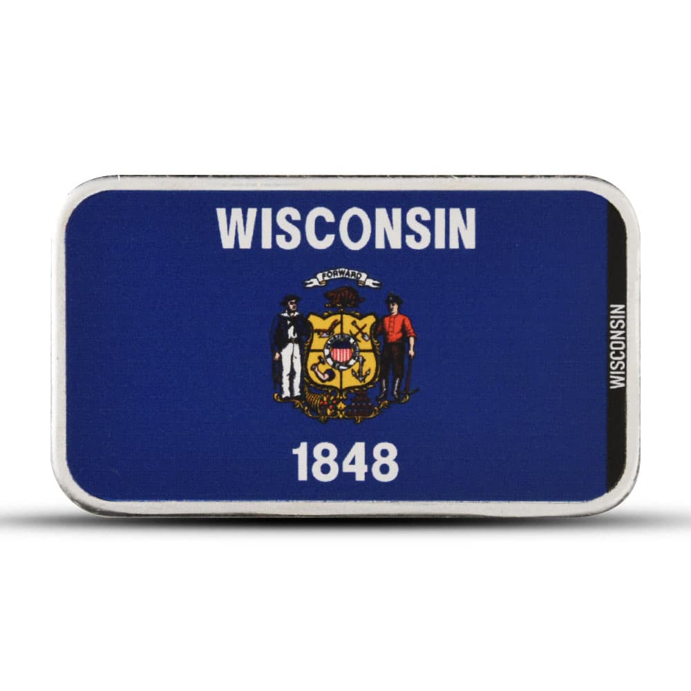 1 oz Colorized Stacking Across America Wisconsin State Flag Silver Bar (New)