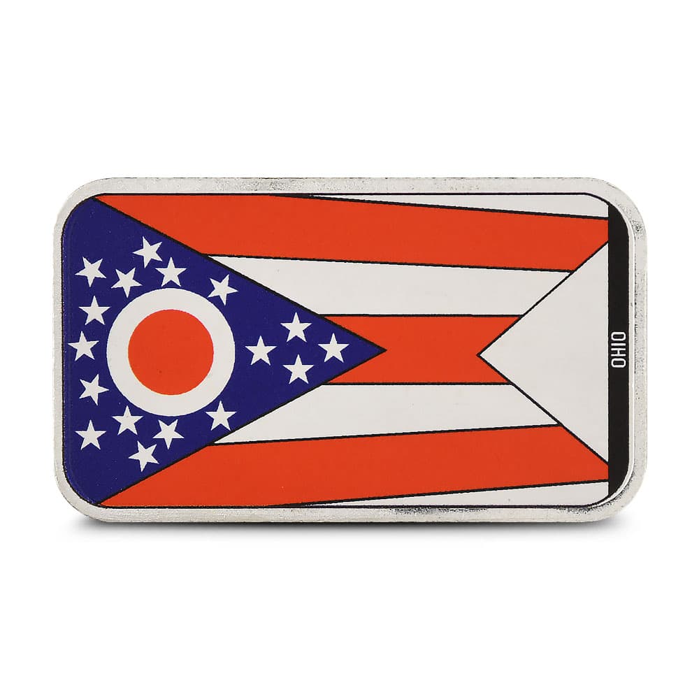 1 oz Colorized Stacking Across America Ohio State Flag Silver Bar (New)