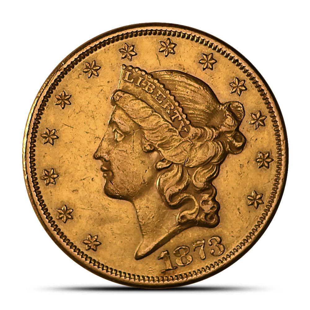 Pre-33 $20 Liberty Gold Double Eagle Coin (Type 2, 1866-1876, S-Mint Mark, XF)