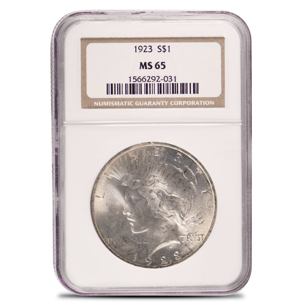 1923 Peace Silver Dollar Coin NGC MS65