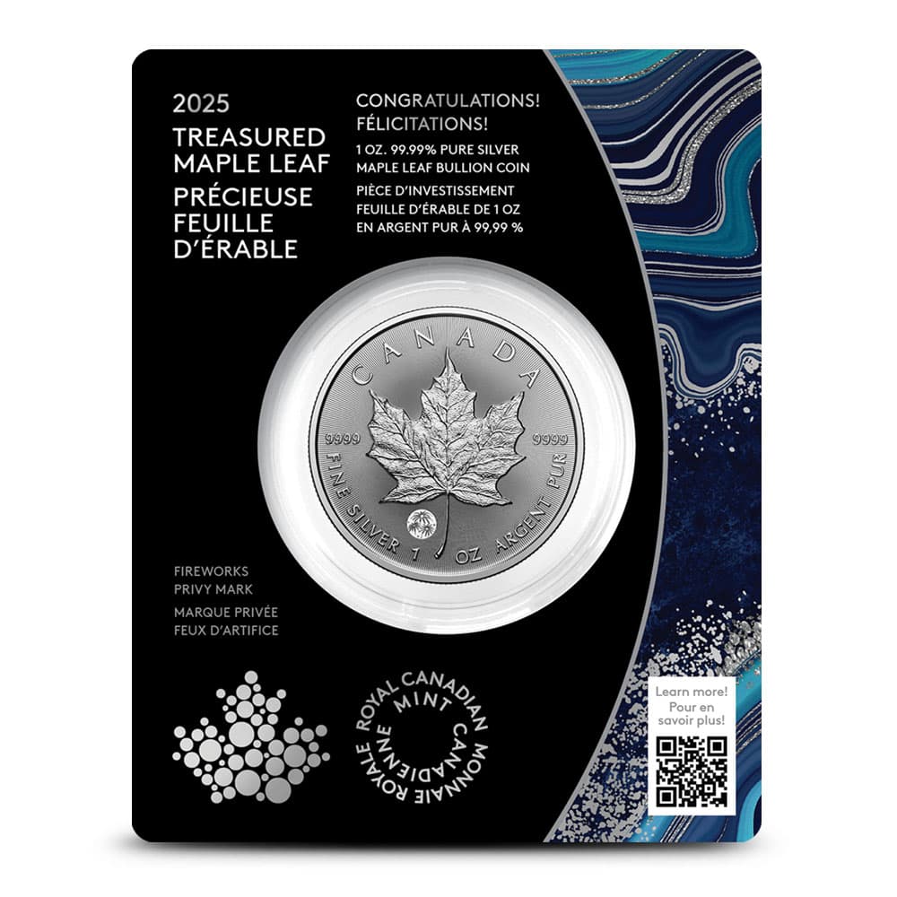 2025 1 oz Canadian Silver Treasured Maple Leaf Congratulations Privy Coin (New w/ Assay)