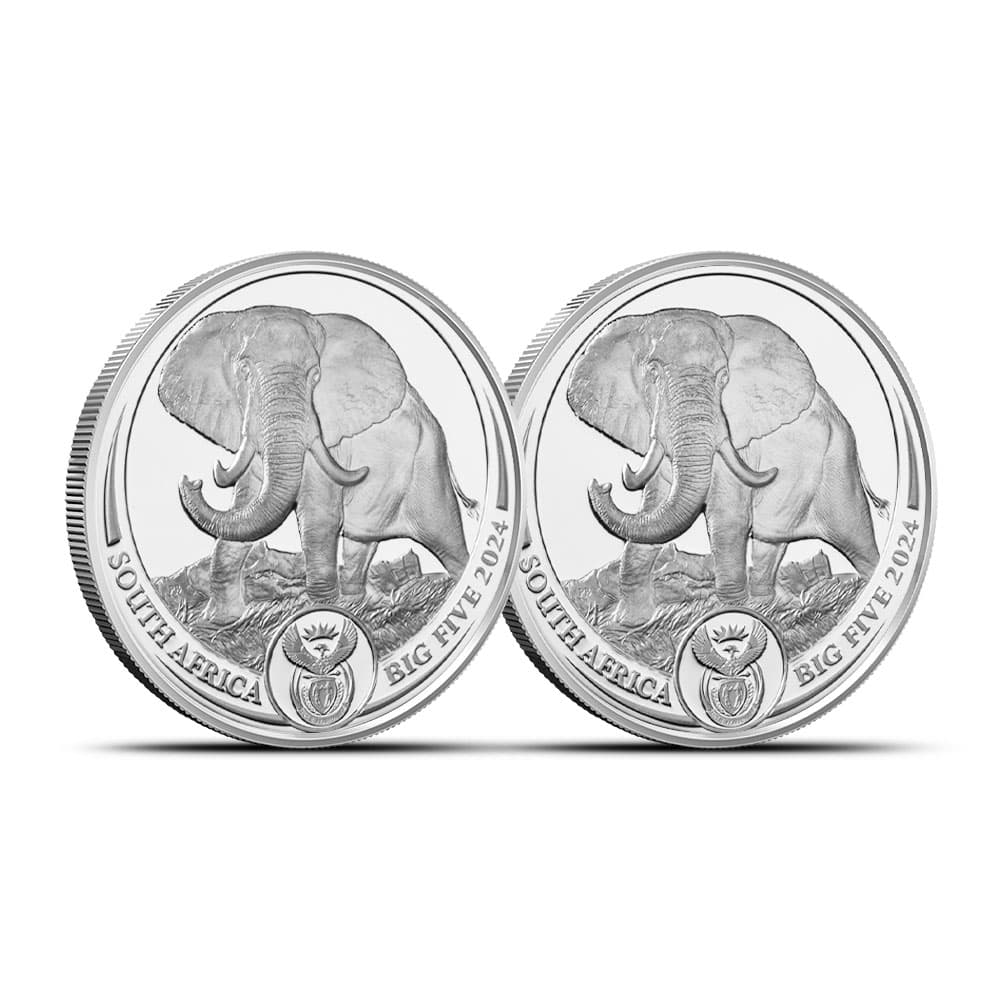 2024 Proof South African Silver Big Five Series III Elephant 2-Coin Set (Box + CoA)