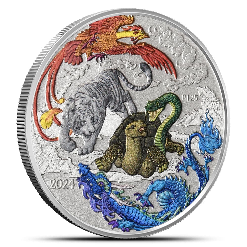 2024 1 oz Colorized Australian Silver Chinese Myths and Legends Hong Four Guardian Coin