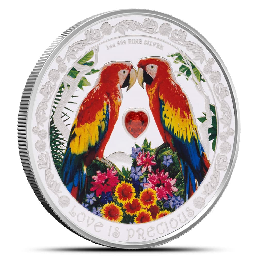 2025 1 oz Proof Colorized Niue Silver Love is Precious Macaw Coin (Box + CoA)