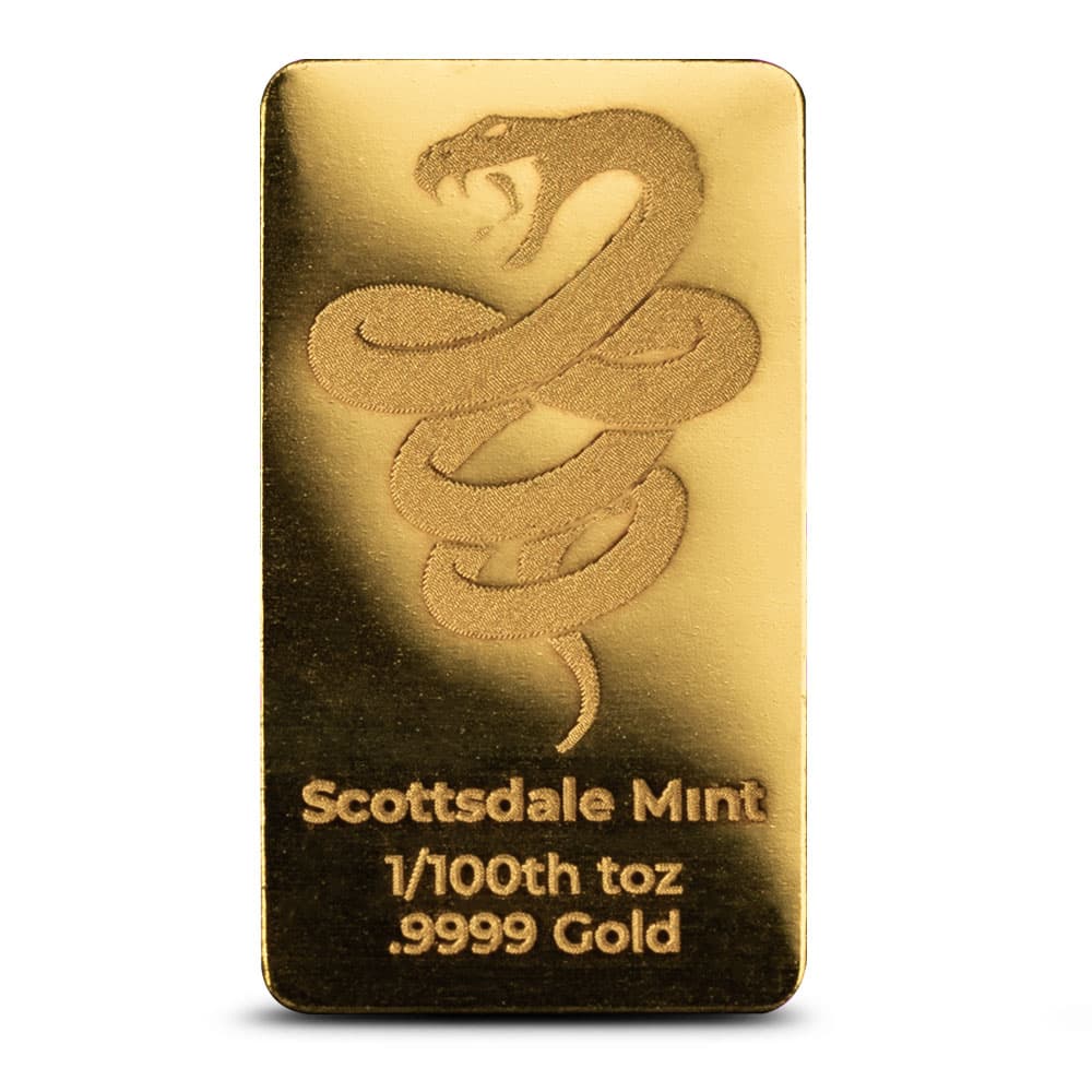 1/100 oz Scottsdale Snake Gold Bar (New)