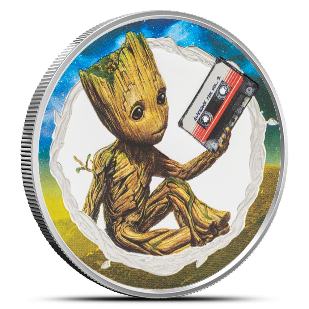 2025 1 oz Proof Colorized Niue Silver Marvel Groot Coin (Box + CoA)