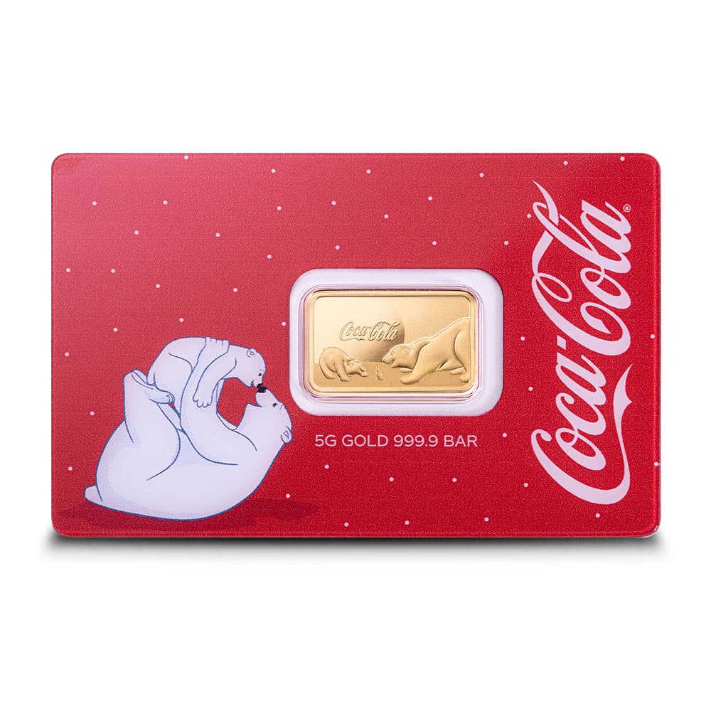 2024 5 Gram Coca-Cola Holiday Polar Bear Gold Bar (New w/ Assay, Proof-Like)