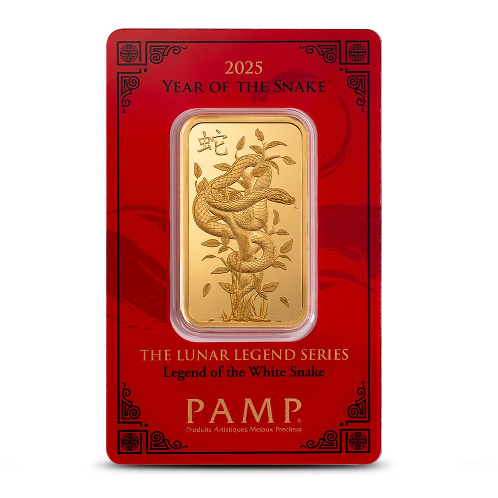 2025 1 oz PAMP Suisse Lunar Legend White Snake Gold Bar (New w/ Assay)