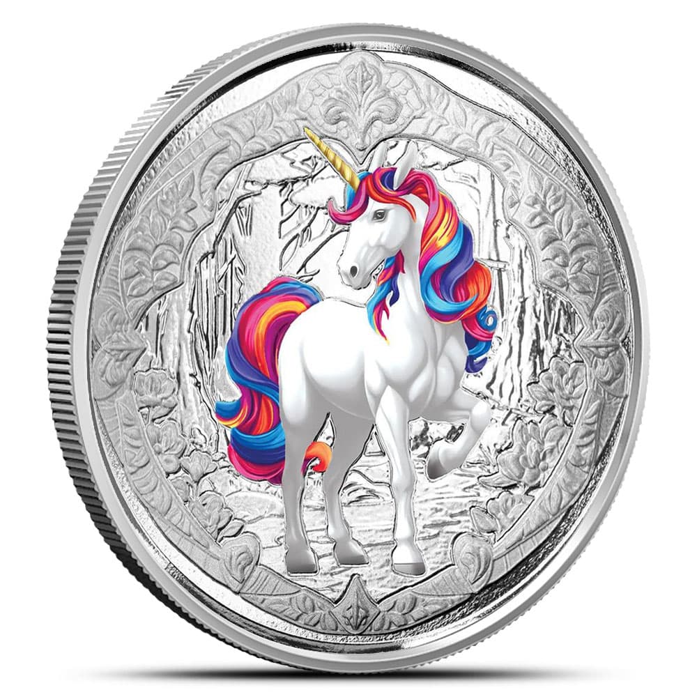 2024 1 oz Colorized Fiji Silver Blossom Unicorn Coin (BU)