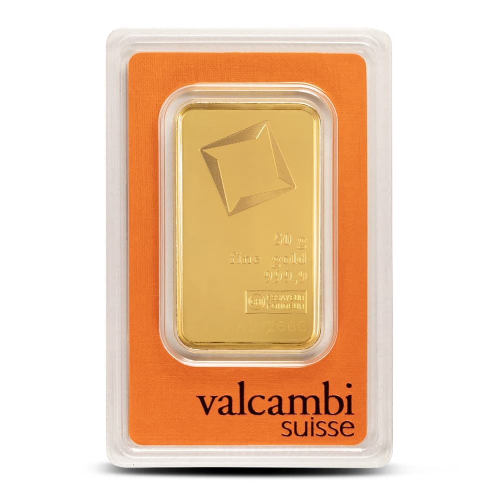 50 Gram Valcambi Gold Bar (New w/Assay)