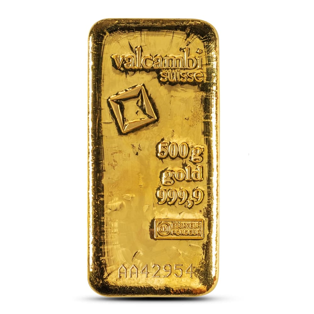 500 Gram Valcambi Cast Gold Bar (New w/Assay)