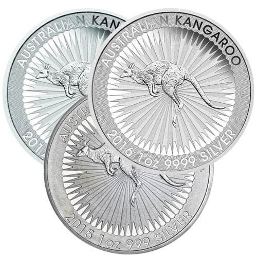 1 oz Australian Silver Kangaroo Coin (Random Year, Varied Condition)