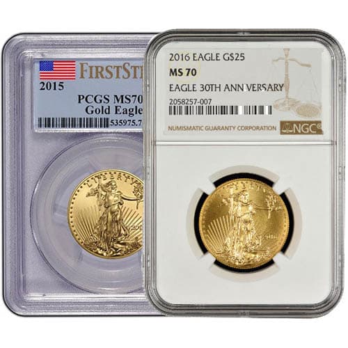 1/2 oz American Gold Eagle MS70 (Random Year, Varied Label, PCGS or NGC)