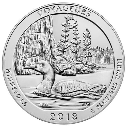 2018 5 oz ATB Voyageurs National Park Silver Coin