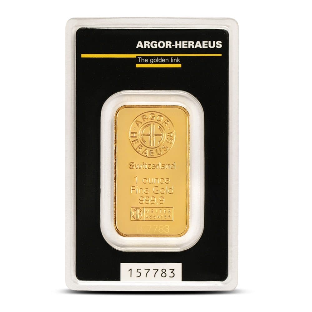 1 oz Argor Heraeus Kinebar Gold Bar (New w/Assay)