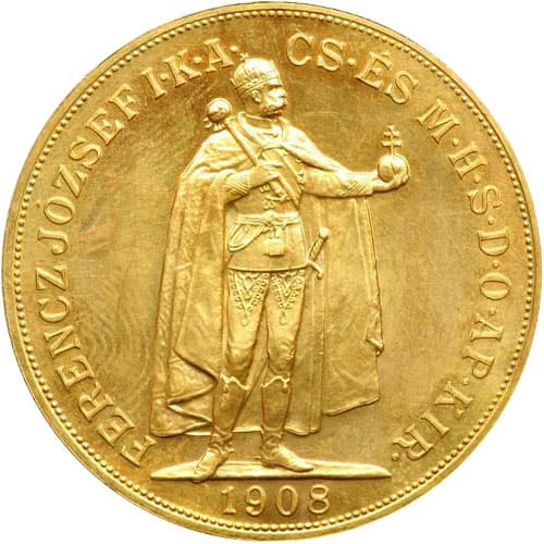 1908 Hungary 100 Korona Gold Coin (AU)