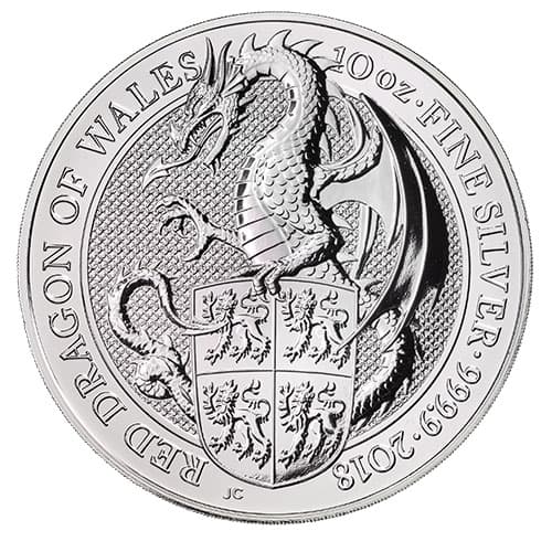 2018 10 oz British Silver Queen’s Beast Dragon Coin