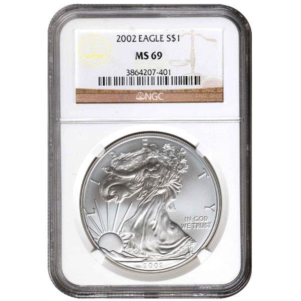 2002 1 oz American Silver Eagle Coin NGC MS69