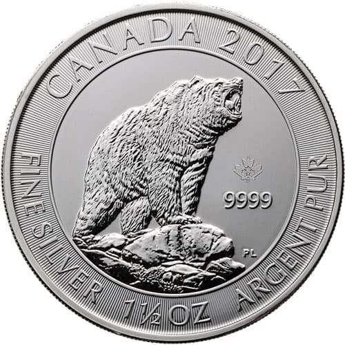 2017 1.5 oz Canadian Grizzly Bear Silver Coin