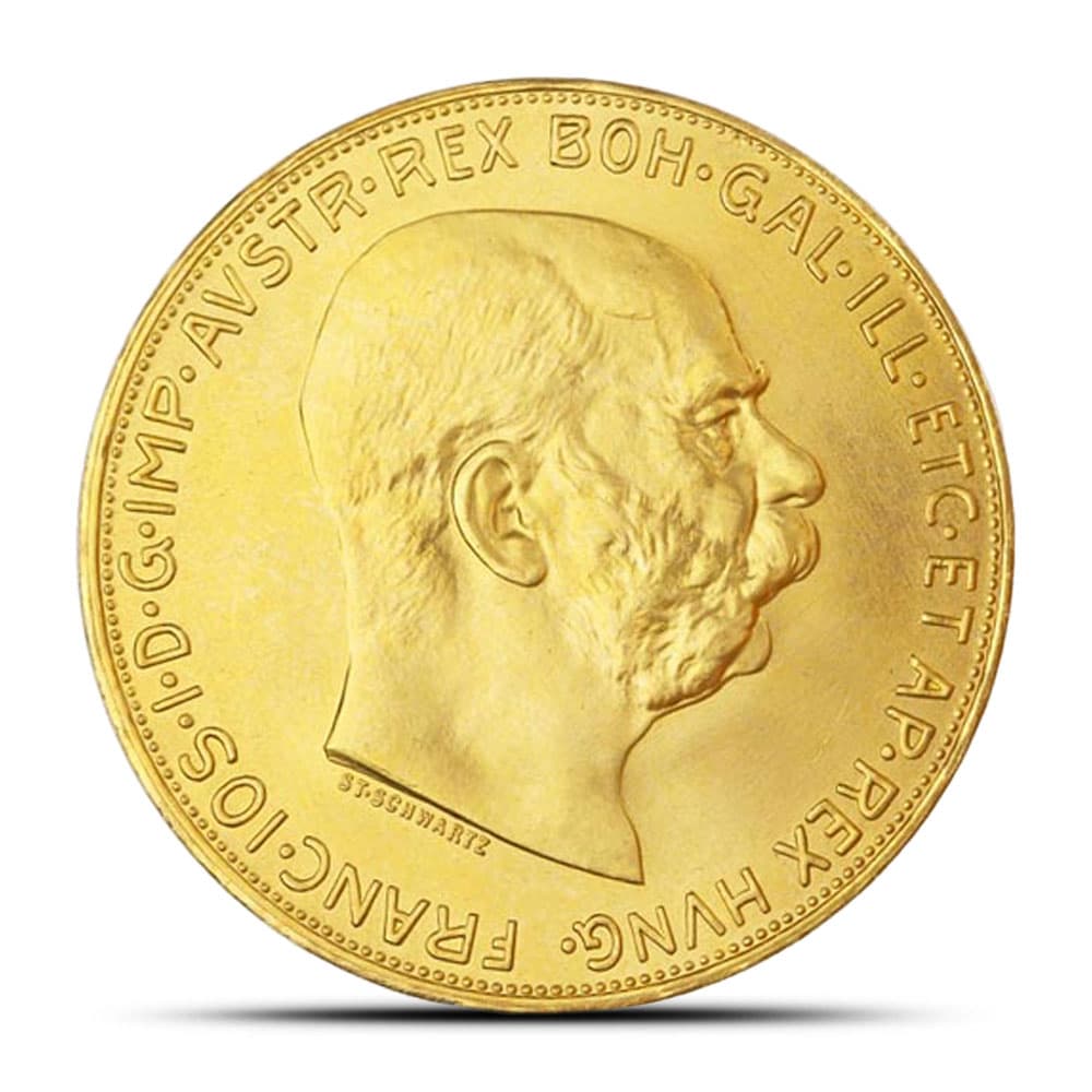 1915 100 Corona Austrian Gold Coin (AU+, Restrike)