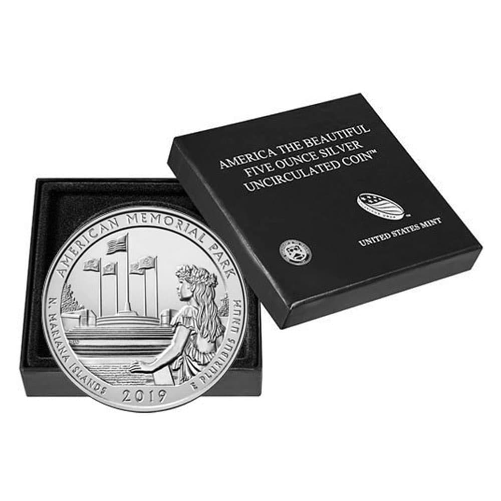 2019-P 5 oz Burnished ATB American Memorial Park Silver Coin (Box + CoA)