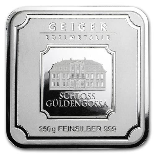 250 Gram Geiger Square Silver Bar (New)